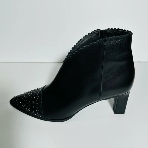 Javiera Booties Boots 2201 Studs Leather Ankle Boots Pointy Toe Heel Zip Spain - Picture 3 of 16